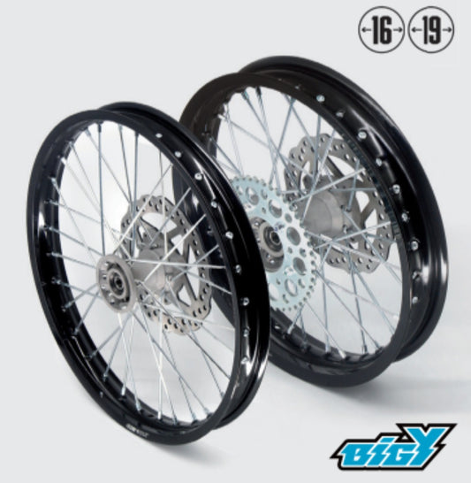 COMPLETE ALUMINUM FRONT WHEEL 1.6x19" BLK