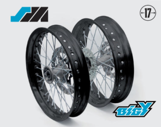 COMPLETE ALUMINUM FRONT WHEEL 2.50x17" BLK